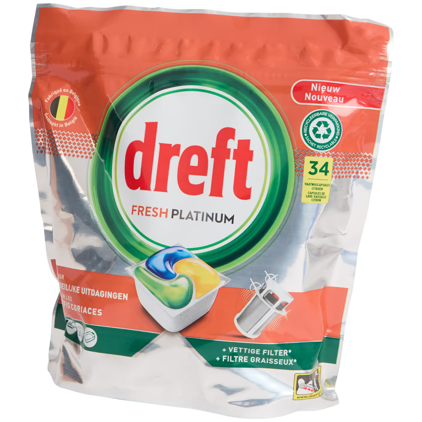 Dreft Fresh Platinum Vaatwastabletten Original 34 stuks