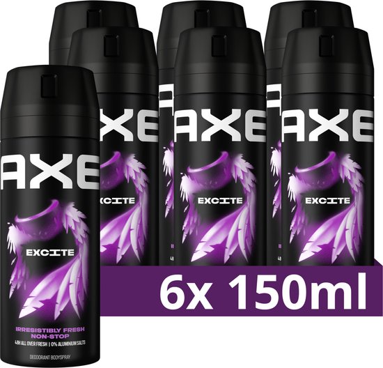 AXE Deodorant Bodyspray - Excite - met de frisse geur van kokosnoot en zwarte peper - 6 x 150 ml