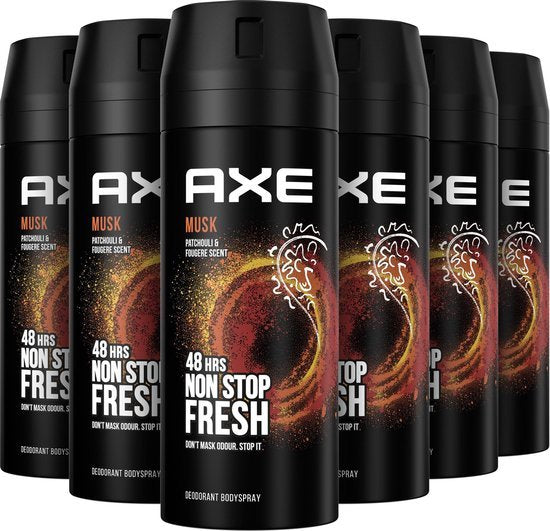 Axe Musk (Nieuw) Deospray - 6 x 150 ml - Patchouli & Fougere Scent