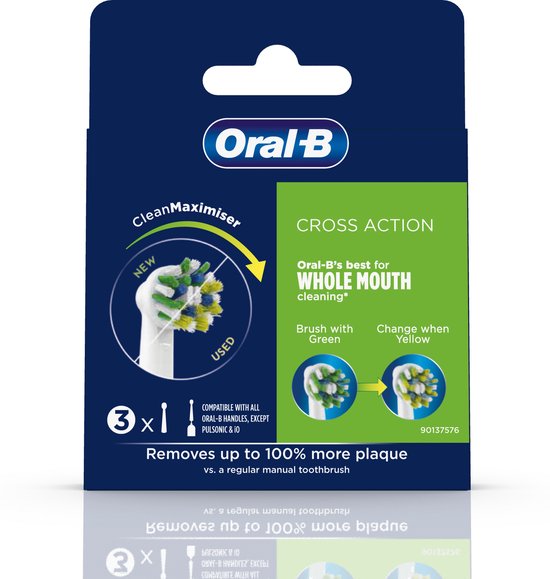 Oral-B CrossAction Opzetborstel Met CleanMaximiser-technologie - 3 Stuks