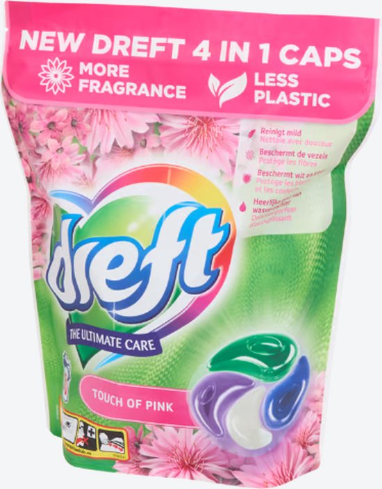 Dreft The Ultimate Care 4 in 1 Pods Pods Touch of Pink 50 stuks - Wasmiddel