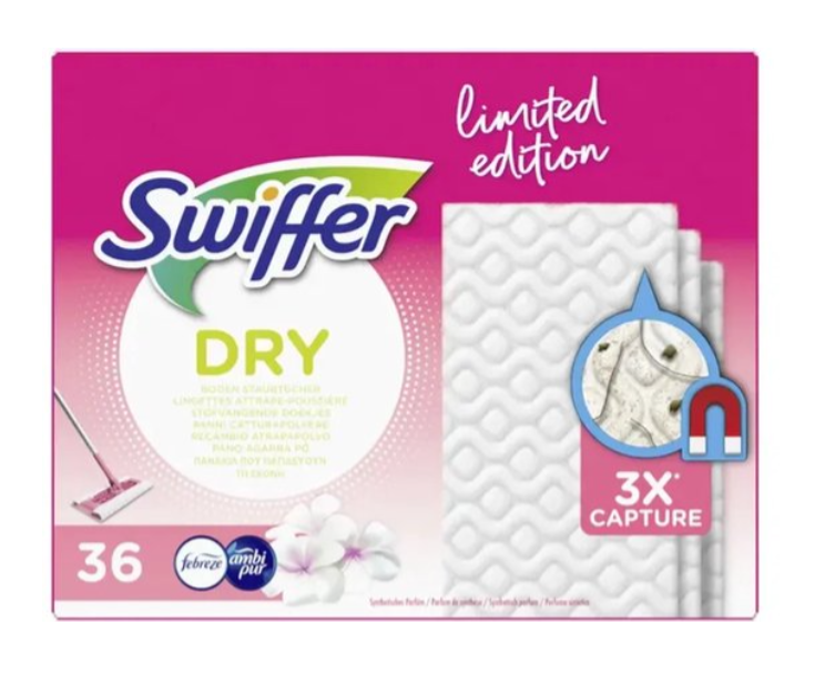 Swiffer Dry Geparfumeerde Vloerdoekjes Limited Edition Pink Navulling 36 Doekjes