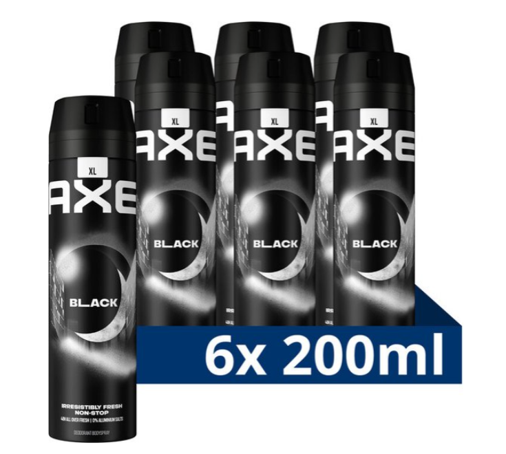 AXE Black XL Deodorant Bodyspray - 6 x 200 ml - Voordeelverpakking