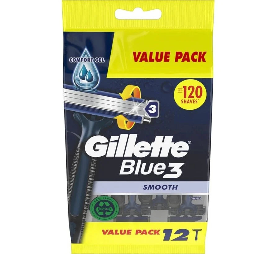 Gillette Blue3 Smooth - Wegwerpscheermesjes (12 stuks)